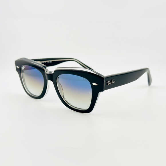 Ray-Ban State Street Women’s Sunglasses RB2186 Black Transparent frame Blue Lens - Picture 6 of 15